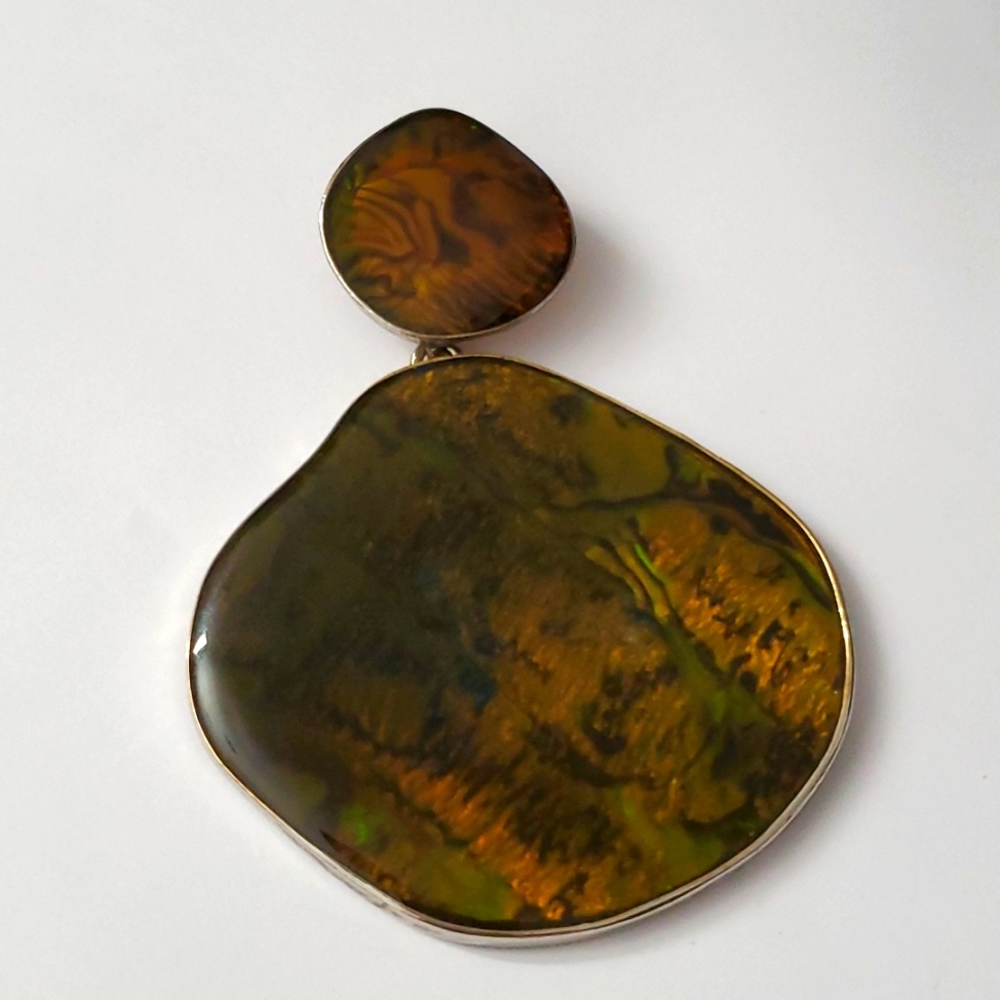 Gorgeous Silver Abalone Shell Extra Large Dangle Pendant